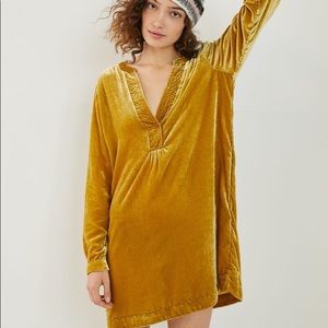Anthropologie Goldenrod Velvet Tunic Dress
